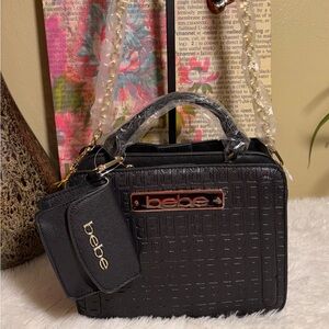 Bebe “Thea” Satchel w/card/money case NWT